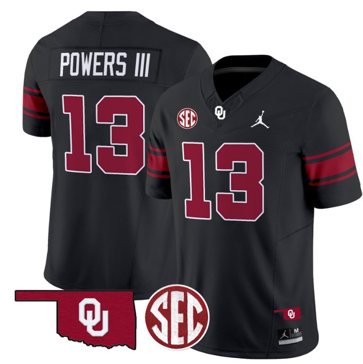 Reggie Powers III Jersey #13 Oklahoma Sooners Football Throwback Vapor Limited Stitched Black A9PHYGXV