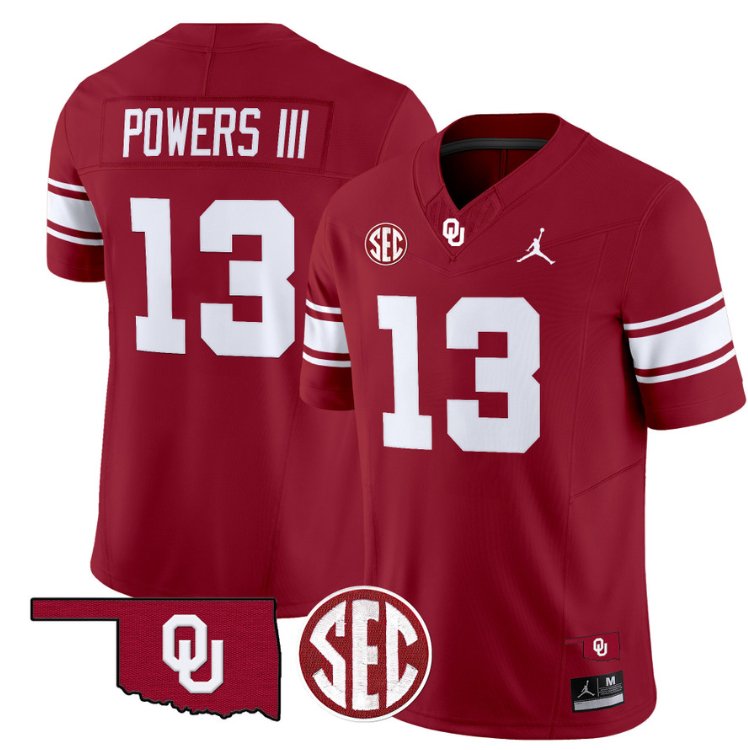 Reggie Powers III Jersey #13 Oklahoma Sooners Football Throwback Vapor Limited Stitched Crimson WFMBEGXV