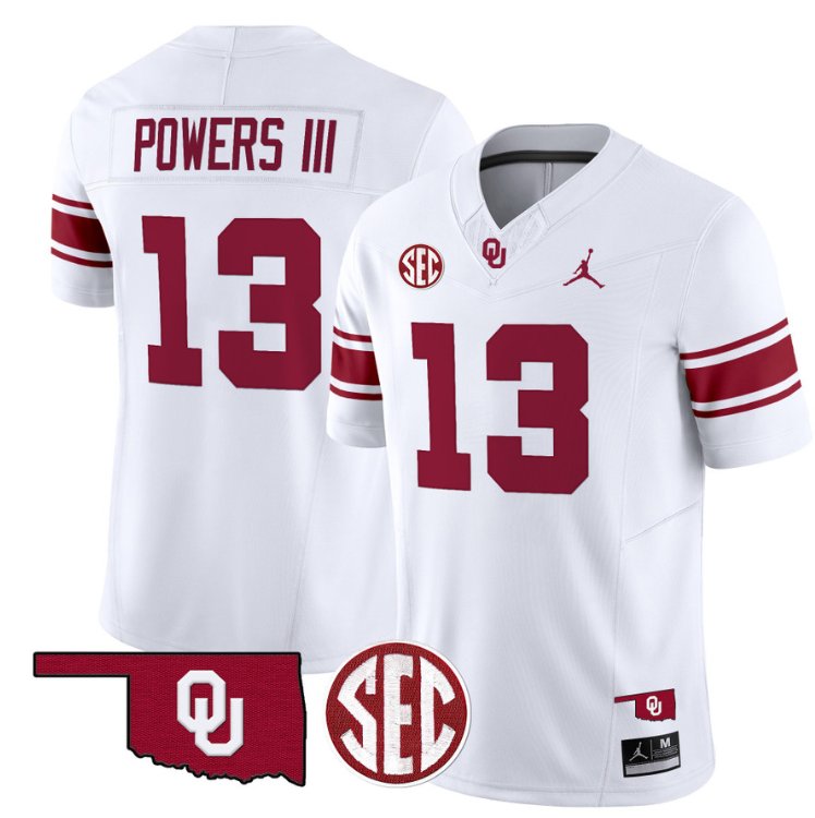 Reggie Powers III Jersey #13 Oklahoma Sooners Football Throwback Vapor Limited Stitched White VQXD4GXV