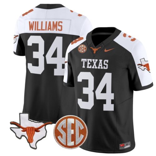 Ricky Williams Jersey #34 Texas Longhorns State Map and Sec Patch Vapor Football Black Alternate FCRZ7GXV