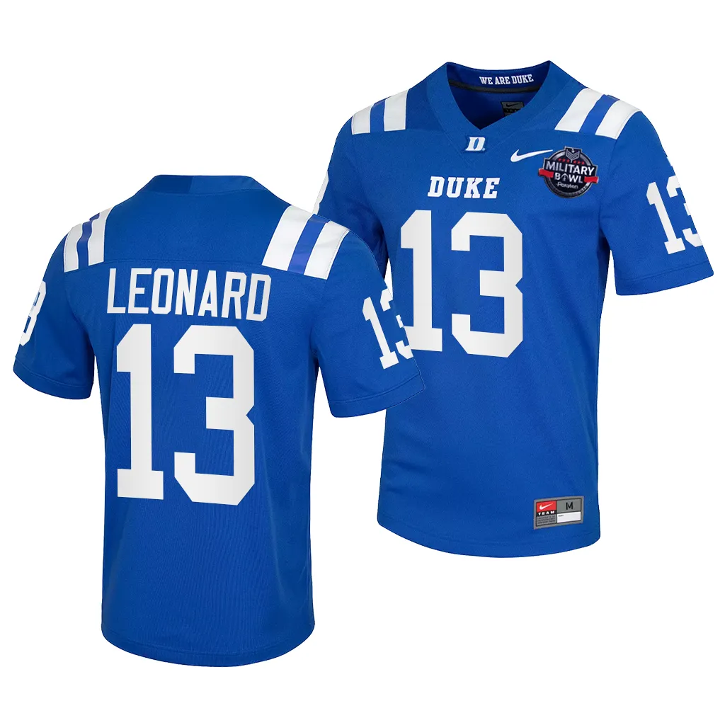 Riley Leonard Duke Blue Devils Military Bowl MVP Blue #13 Jersey OKS7VGXV