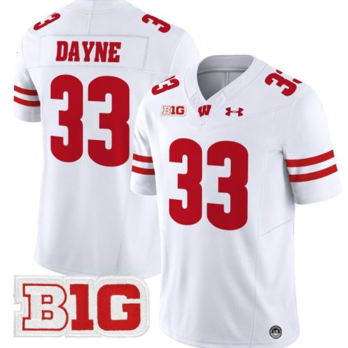 Ron Dayne Jersey #33 Wisconsin Badgers Vapor Football Stitched White YJ8KLGXV