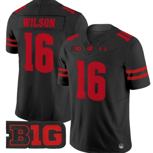 Russell Wilson Jersey #16 Wisconsin Badgers Vapor Football Stitched Black TVPTJGXV