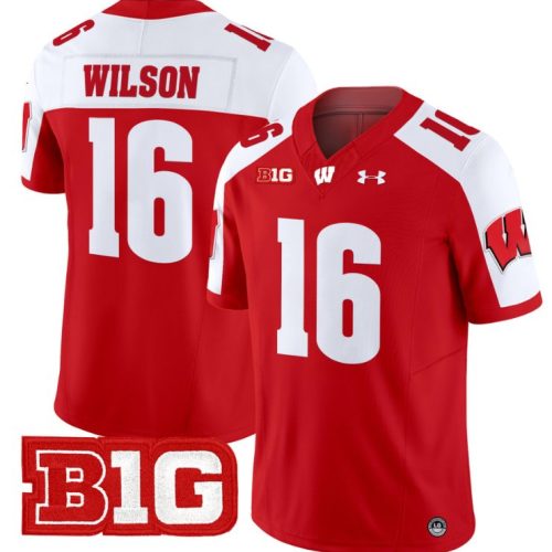 Russell Wilson Jersey #16 Wisconsin Badgers Vapor Football Stitched Red Alternate R7C8ZGXV