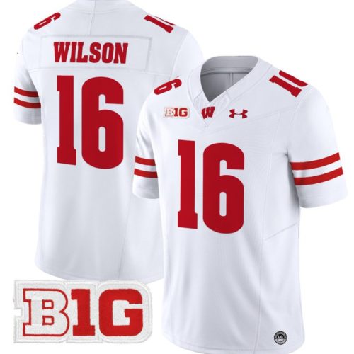Russell Wilson Jersey #16 Wisconsin Badgers Vapor Football Stitched White PSHOCGXV