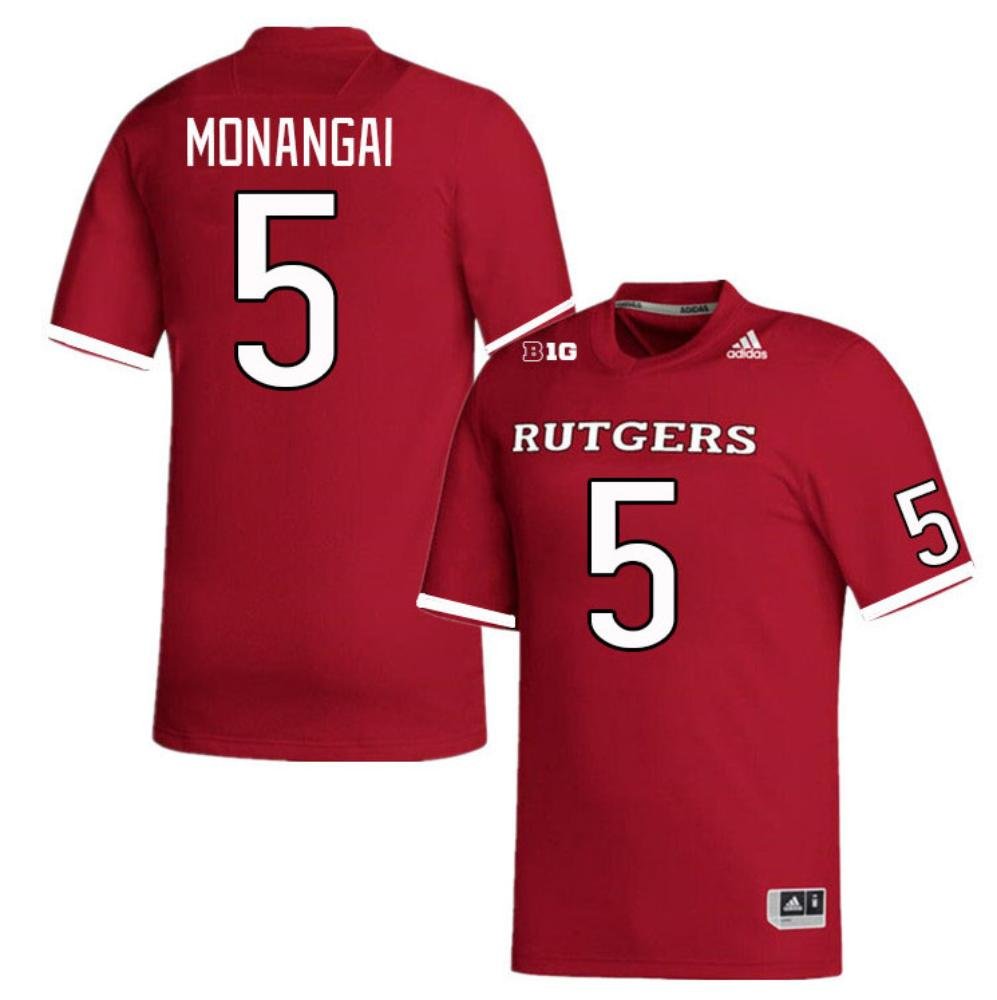 Rutgers Scarlet Knights #5 Kyle Monangai Jersey Red College Football PUVMHGXV