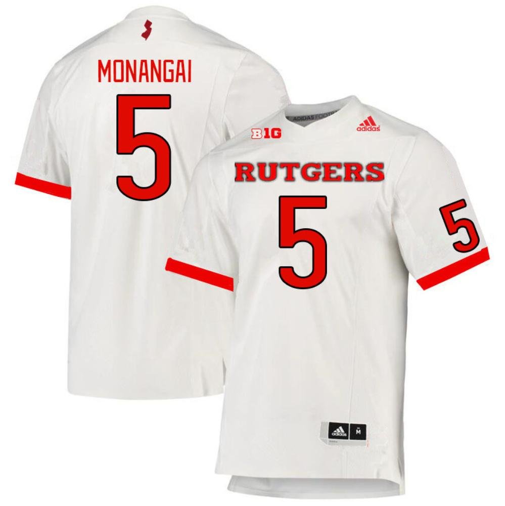Rutgers Scarlet Knights #5 Kyle Monangai Jersey White College Football BZQE7GXV