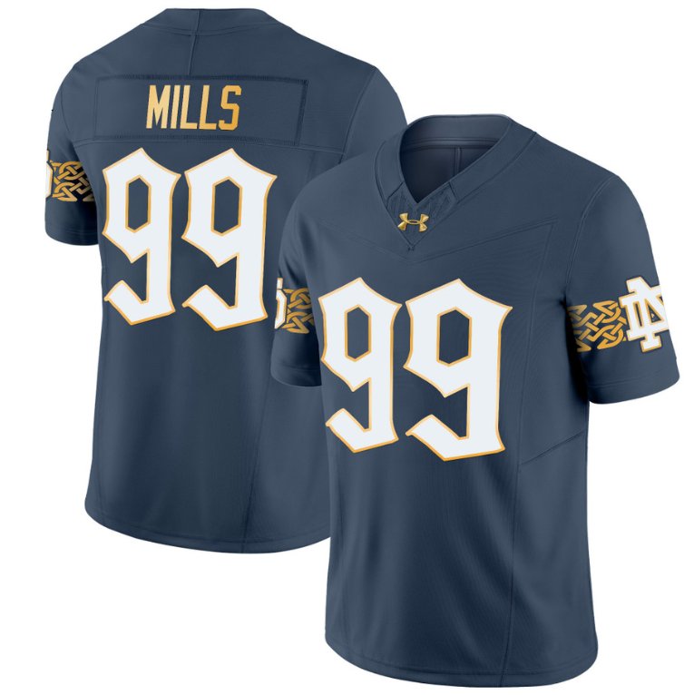 Rylie Mills Jersey #99 Notre Dame Fighting Irish Vapor Limited College Football Blue Gray 5UI3DGXV