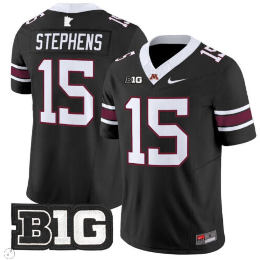 Sandy Stephens Jersey #15 Minnesota Golden Gophers Vapor Limited Football Black LO9IHGXV