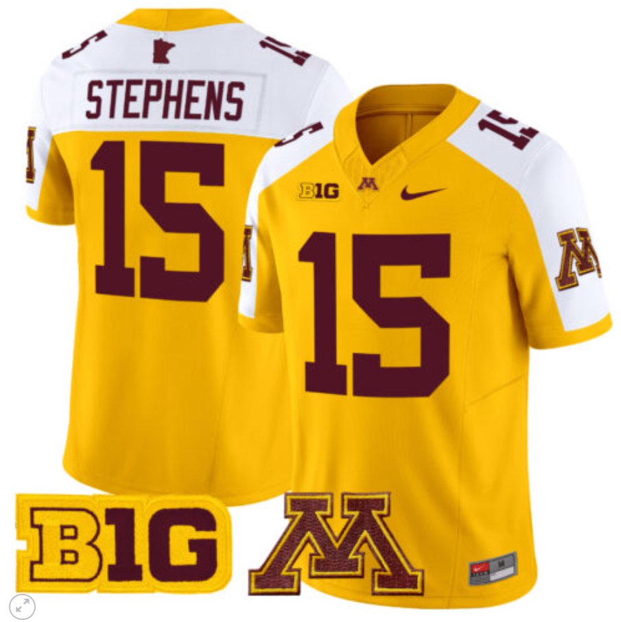 Sandy Stephens Jersey #15 Minnesota Golden Gophers Vapor Limited Football Gold Alternate LE2UPGXV