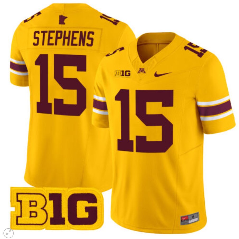 Sandy Stephens Jersey #15 Minnesota Golden Gophers Vapor Limited Football Gold NVK5KGXV