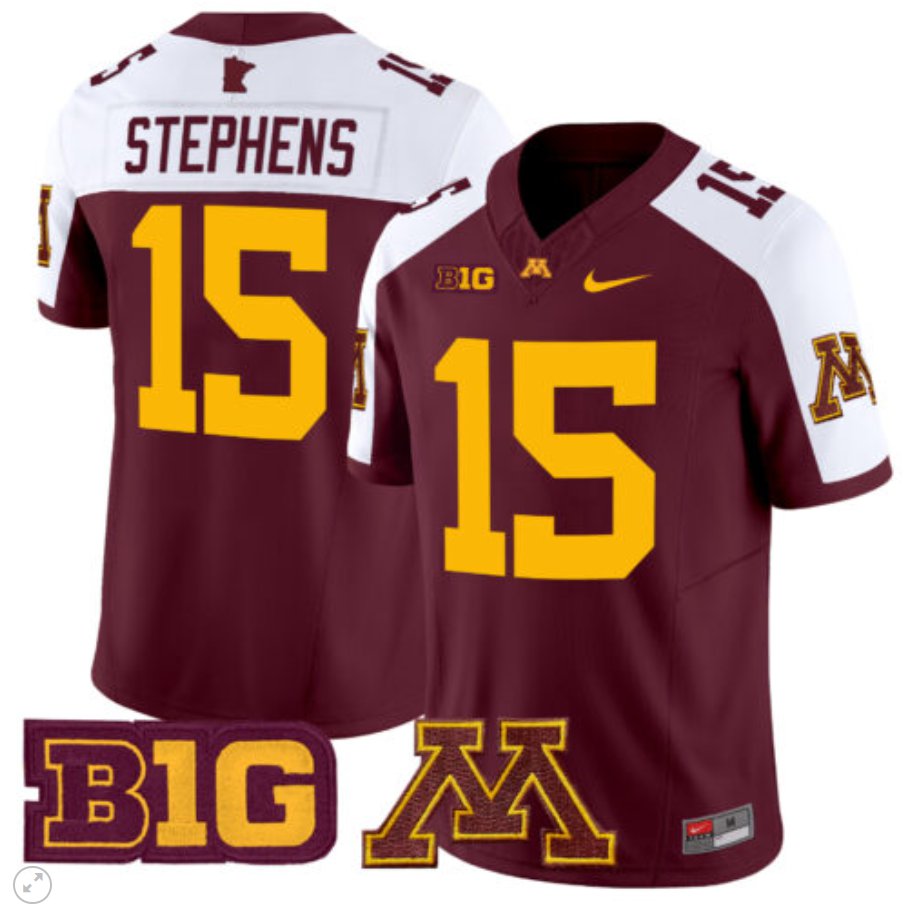 Sandy Stephens Jersey #15 Minnesota Golden Gophers Vapor Limited Football Maroon Alternate DPOA9GXV