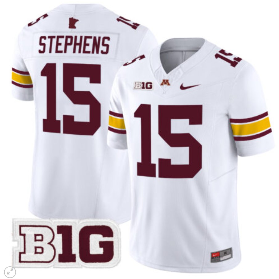 Sandy Stephens Jersey #15 Minnesota Golden Gophers Vapor Limited Football White JHO4MGXV
