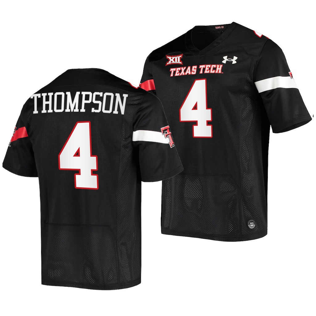 SaRodrick Thompson Texas Tech Red Raiders 2022-23 College Jersey Black #4 Uniform V1QFNGXV