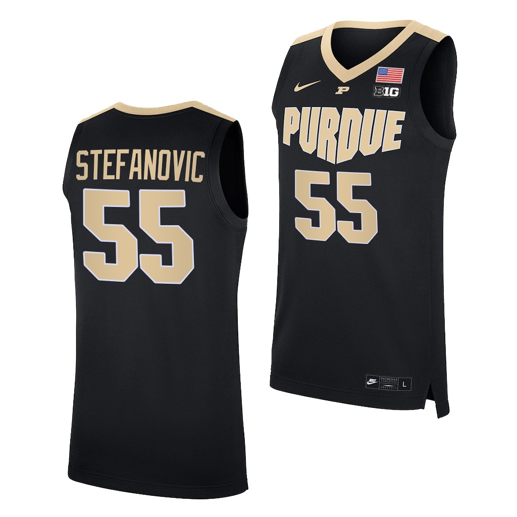 Sasha Stefanovic #55 Purdue Boilermakers -22 College Black Jersey WDNVBGXV
