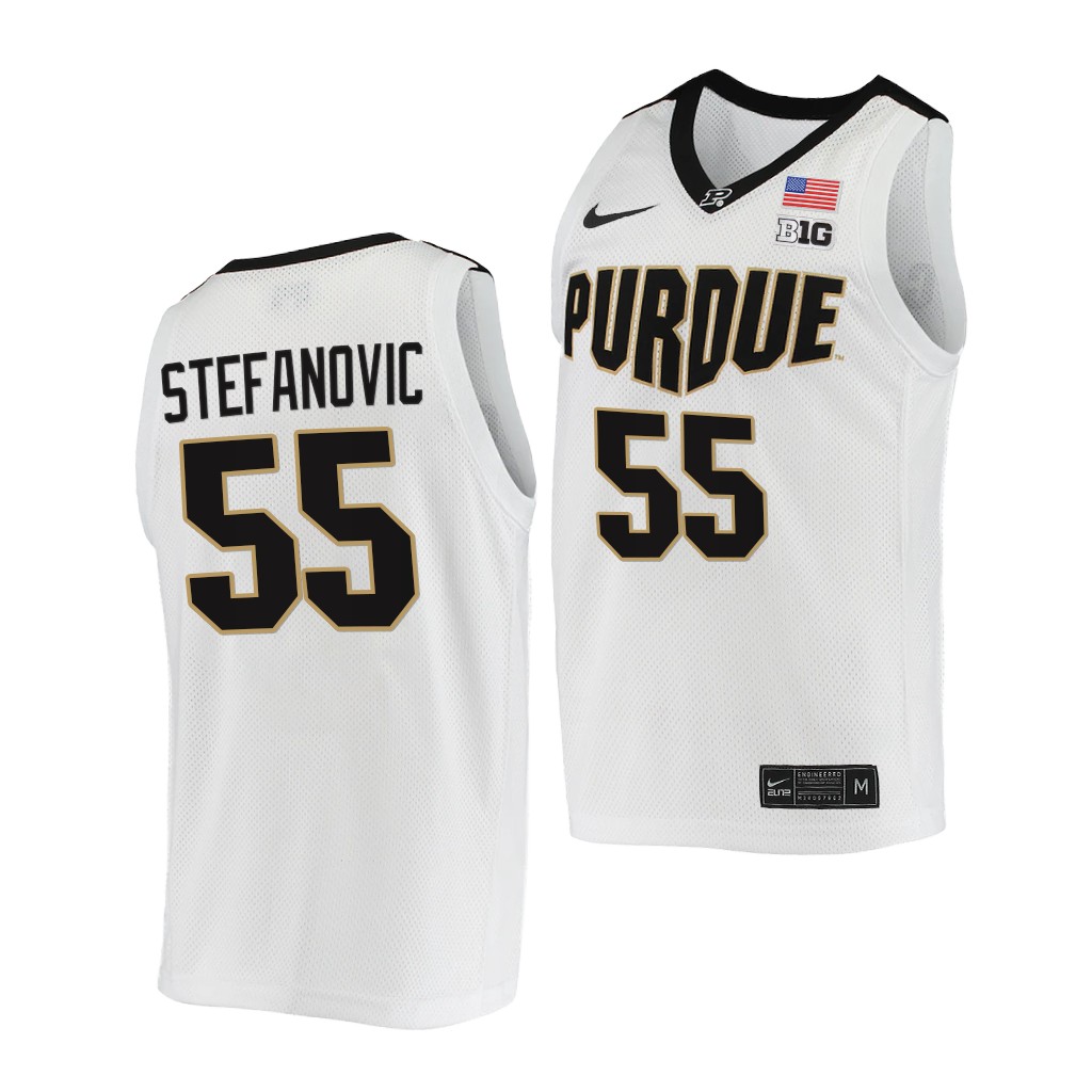 Sasha Stefanovic #55 Purdue Boilermakers -22 College White Jersey XOLO0GXV