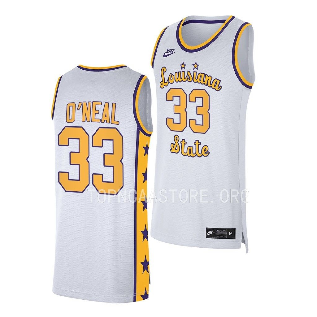 Shaquille O'Neal LSU Tigers #33 White Jersey QILMSGXV