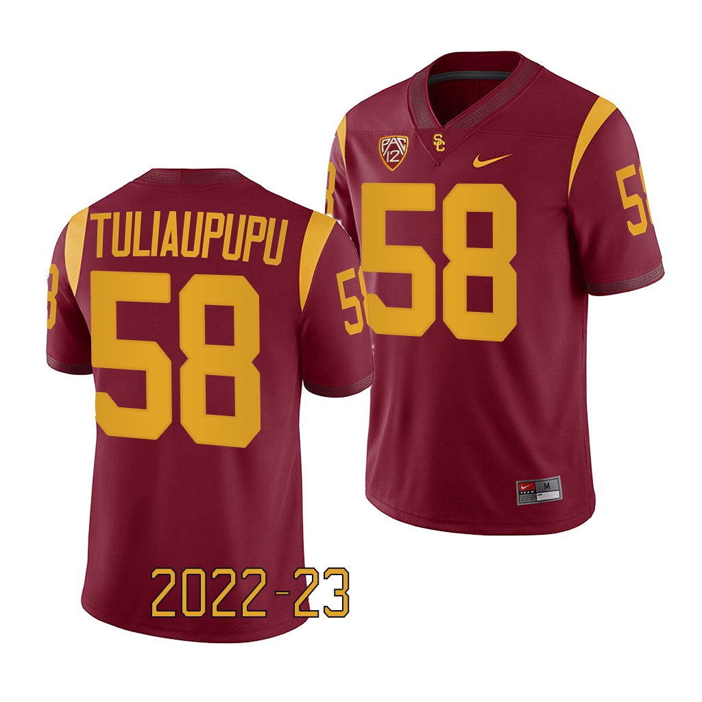 Solomon Tuliaupupu USC Trojans 2022-23 Game College Jersey Cardinal #58 Uniform AC2TRGXV