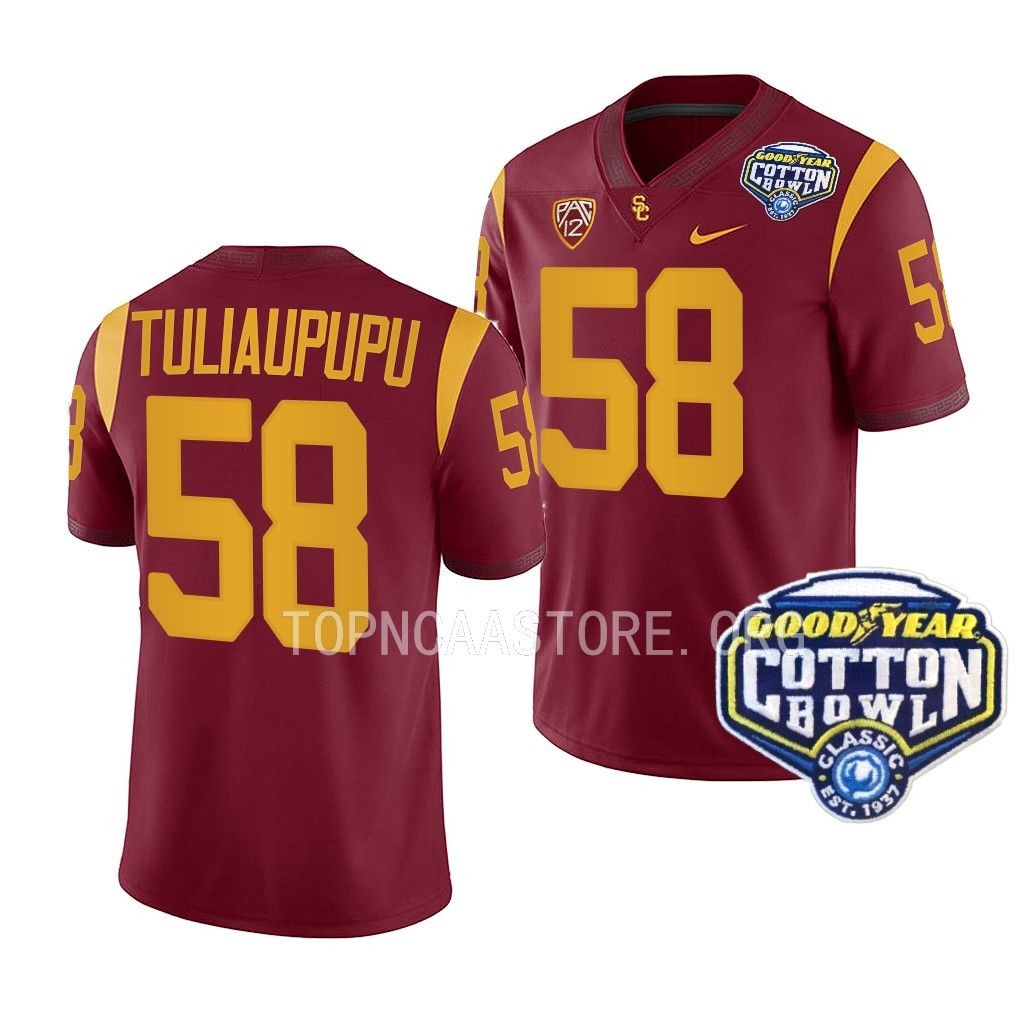 Solomon Tuliaupupu USC Trojans Cotton Bowl Cardinal Men College 58 Jersey VHWWJGXV