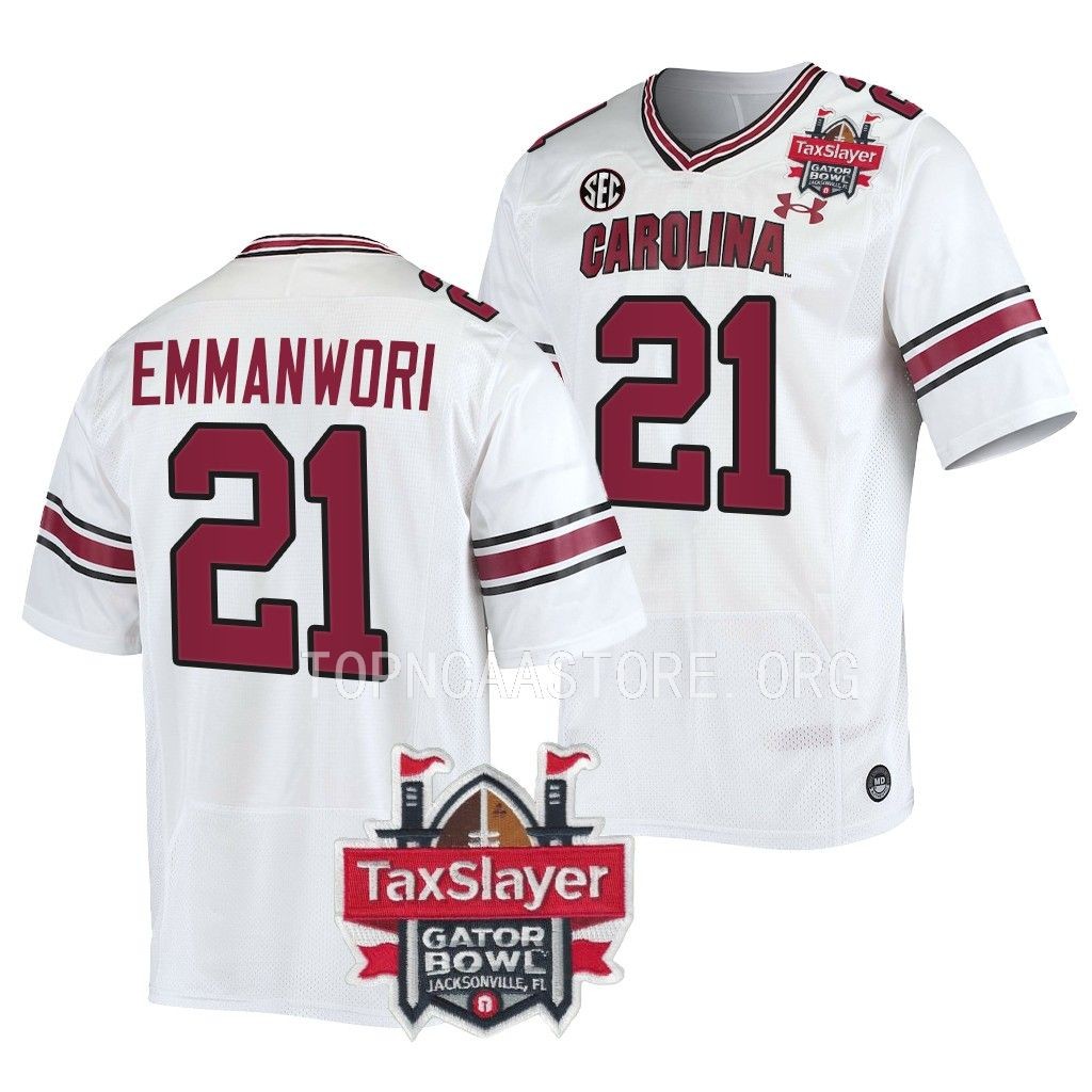 South Carolina Gamecocks #21 Nick Emmanwori Gator Bowl White College Jersey UZBIZGXV