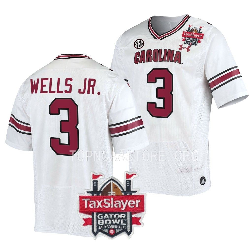 South Carolina Gamecocks #3 Antwane Wells Jr. Gator Bowl White College Jersey RTC10GXV