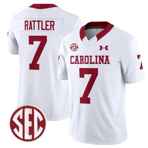 Spencer Rattler Jersey #7 South Carolina Gamecocks Football 1980 Throwback Vapor SEC Patch White WQHUHGXV