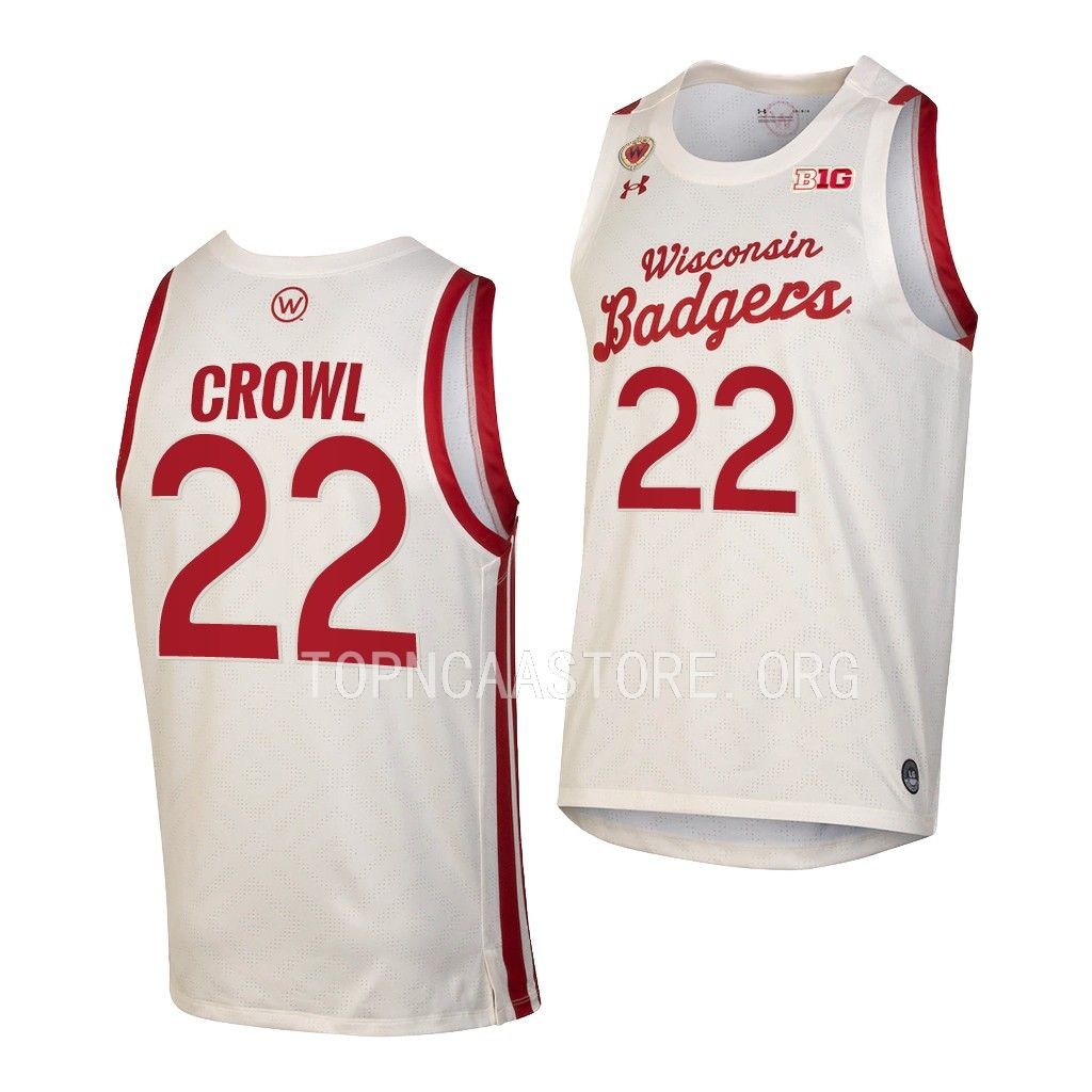 Steven Crowl #22 Wisconsin Badgers Retro Throwback Jersey 2022-23 White 88QZRGXV