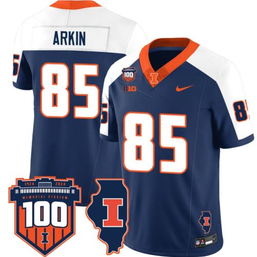Tanner Arkin Jersey #85 Illinois Fighting Vapor Limited College Football Stitched Navy Alternate DJELRGXV