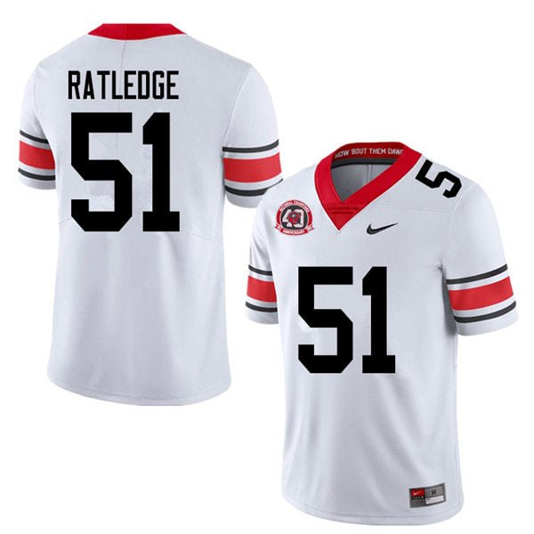 Tate Ratledge UGA Jersey White College Football 40th Anniversary Alternate JWWKNGXV