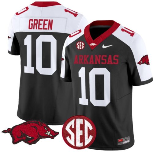 Taylen Green Jersey #10 Arkansas Razorbacks Vapor Limited College Football Black Alternate SDW3OGXV