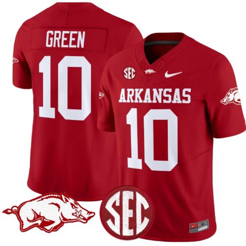 Taylen Green Jersey #10 Arkansas Razorbacks Vapor Limited College Football Stitched Cardinal AGJVFGXV