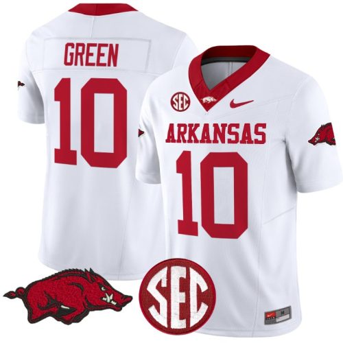 Taylen Green Jersey #10 Arkansas Razorbacks Vapor Limited College Football Stitched White IGGIXGXV