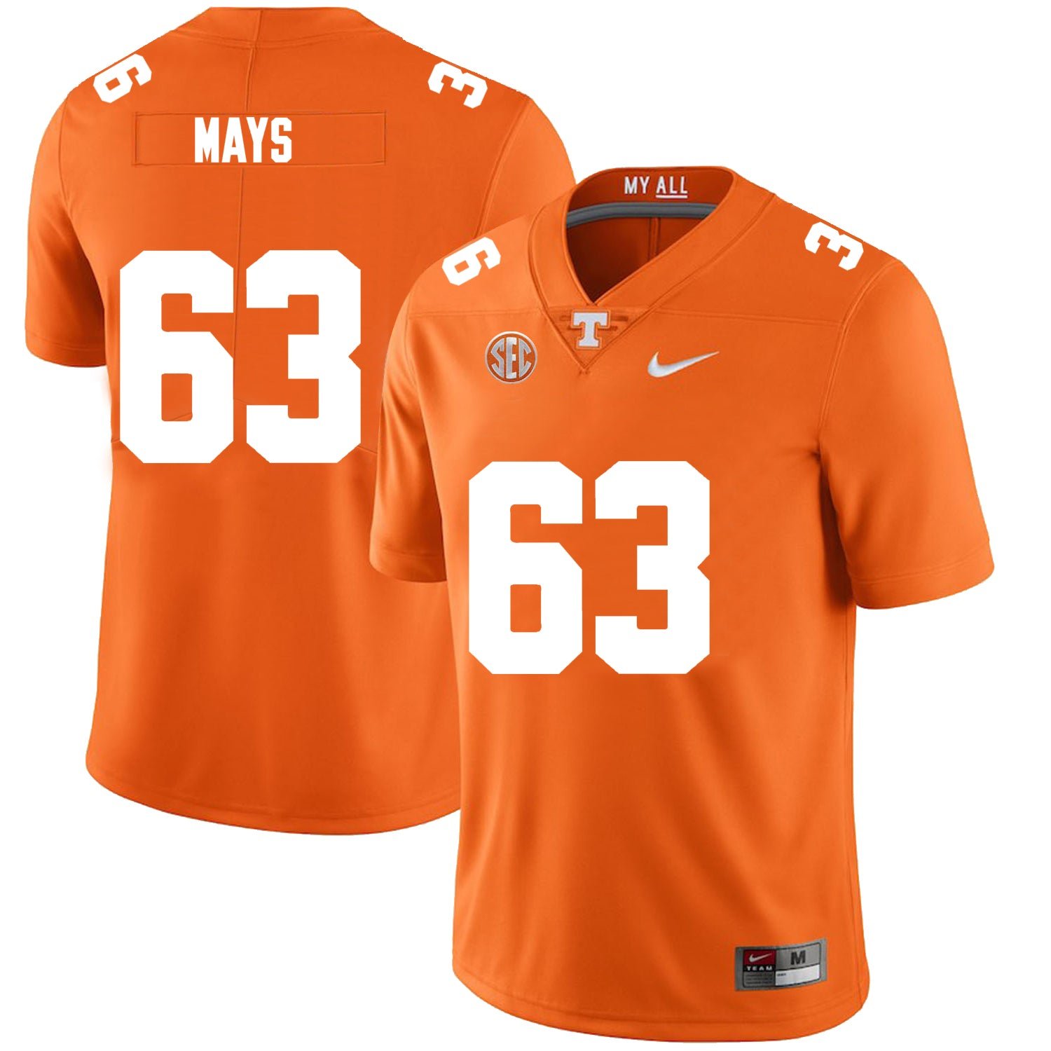 Tennessee Volunteers #63 Cooper Mays Jersey College Football New Orange 8NWAHGXV