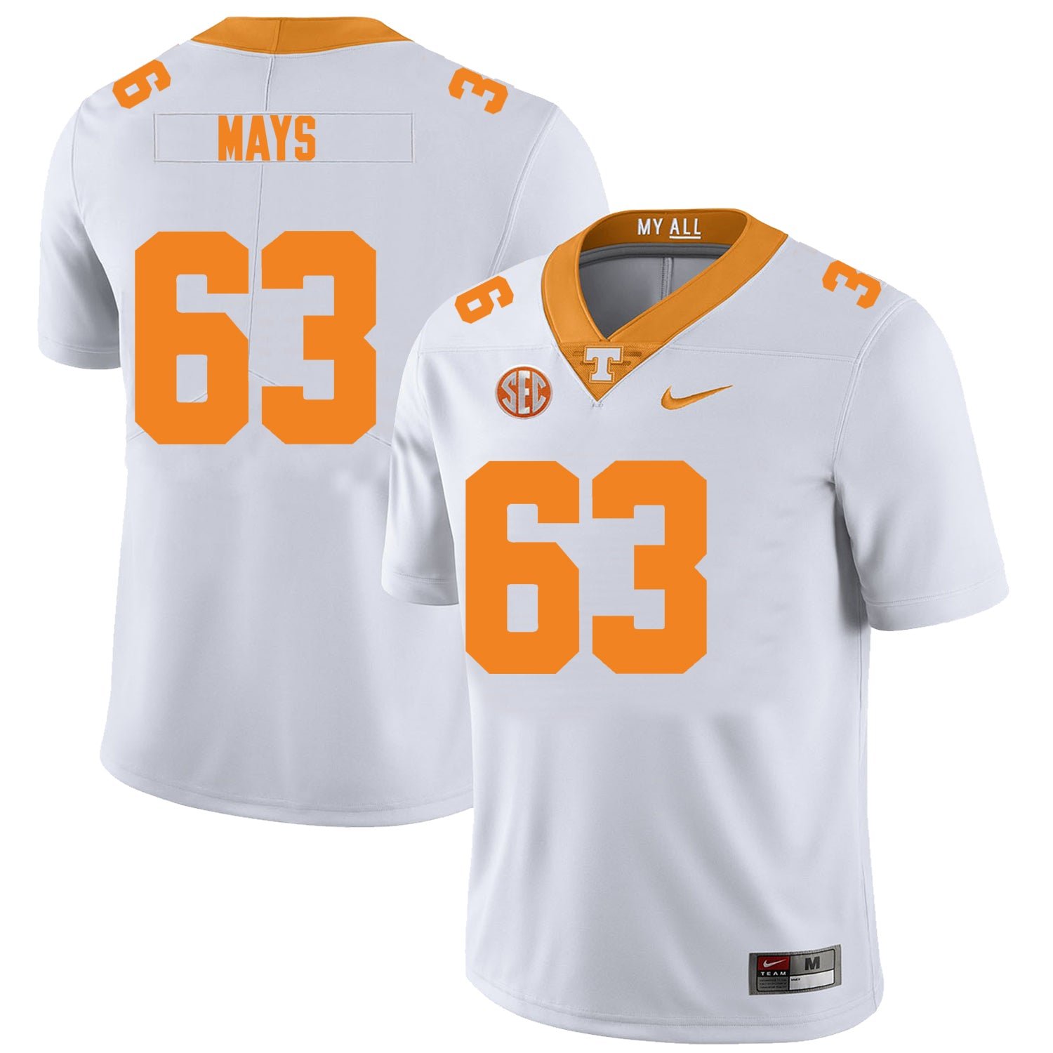 Tennessee Volunteers #63 Cooper Mays Jersey College Football New White UEX5EGXV