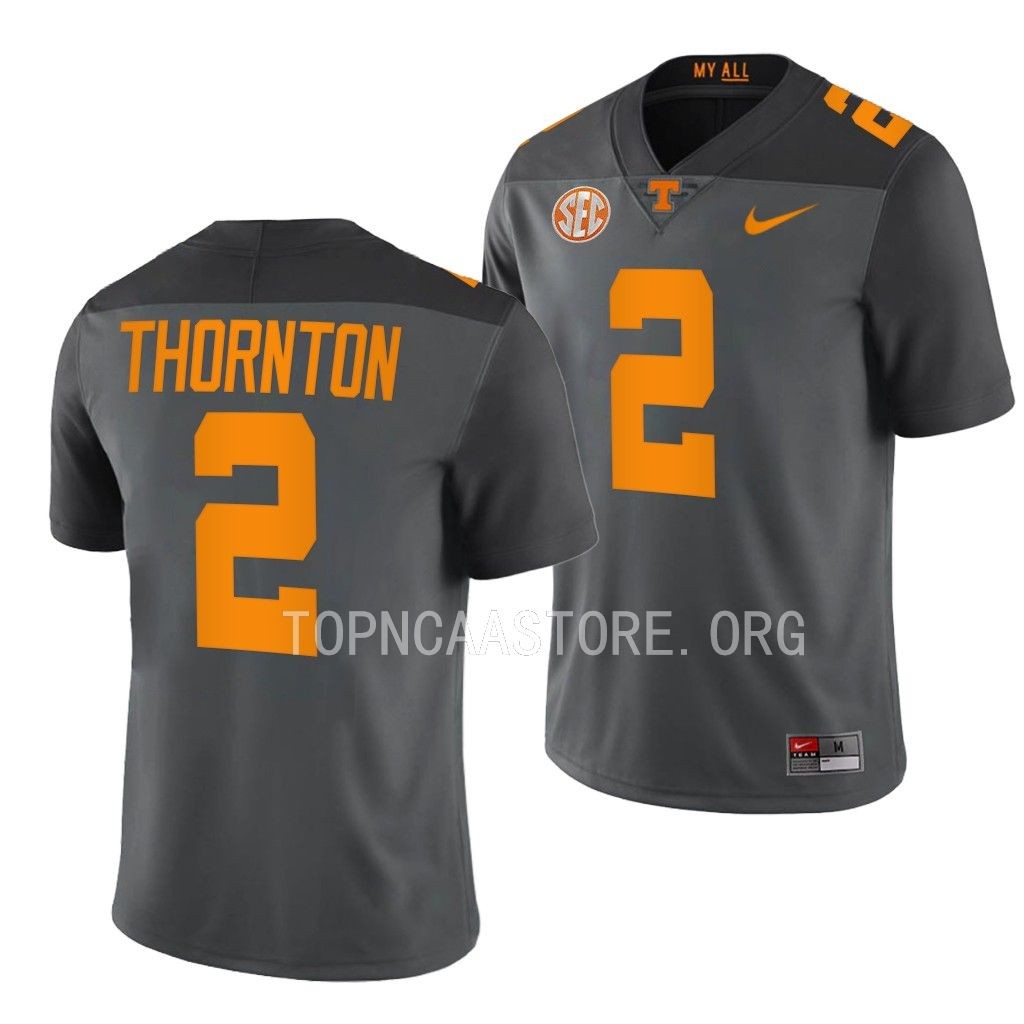 Tennessee Volunteers Dont'e Thornton Jersey Smokey Grey Series Grey #2 Shirt 4H9ZZGXV