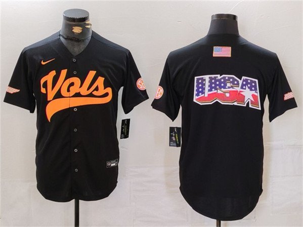 Tennessee Volunteers Jersey Jointly USA Flag Cool Baseball Black 2024 OODW4GXV