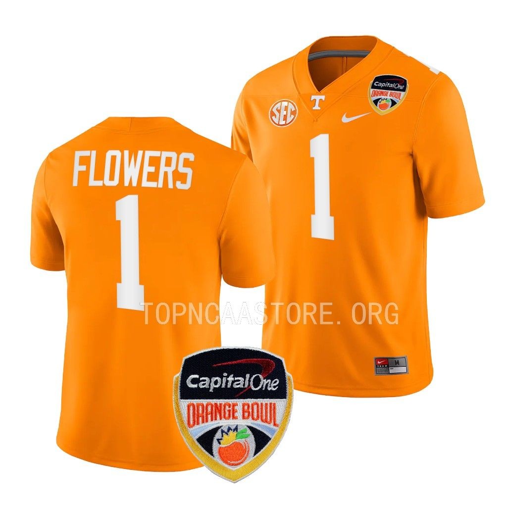 Tennessee Volunteers Orange Bowl Trevon Flowers #1 Orange College Jersey SBIB7GXV