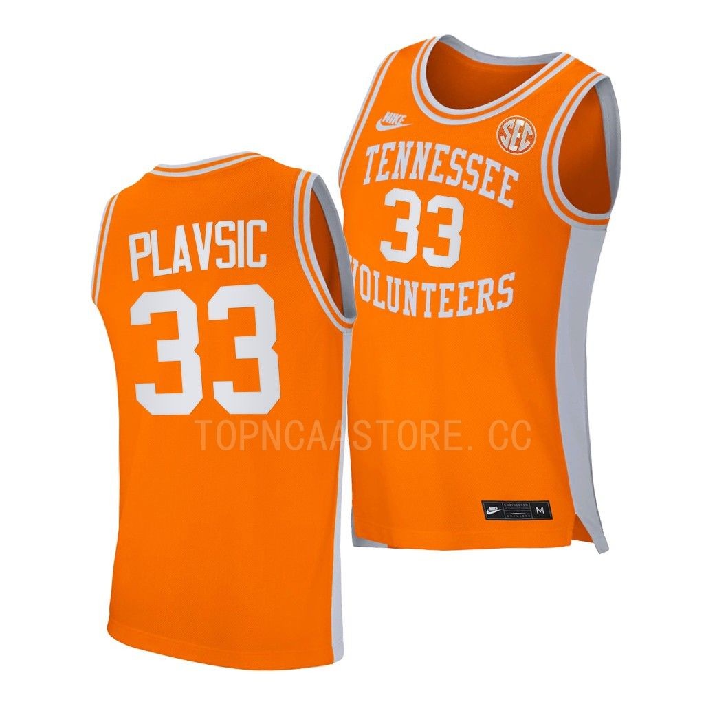 Tennessee Volunteers Uros Plavsic Orange #33 Jersey 2022-23 Retro OAP9PGXV