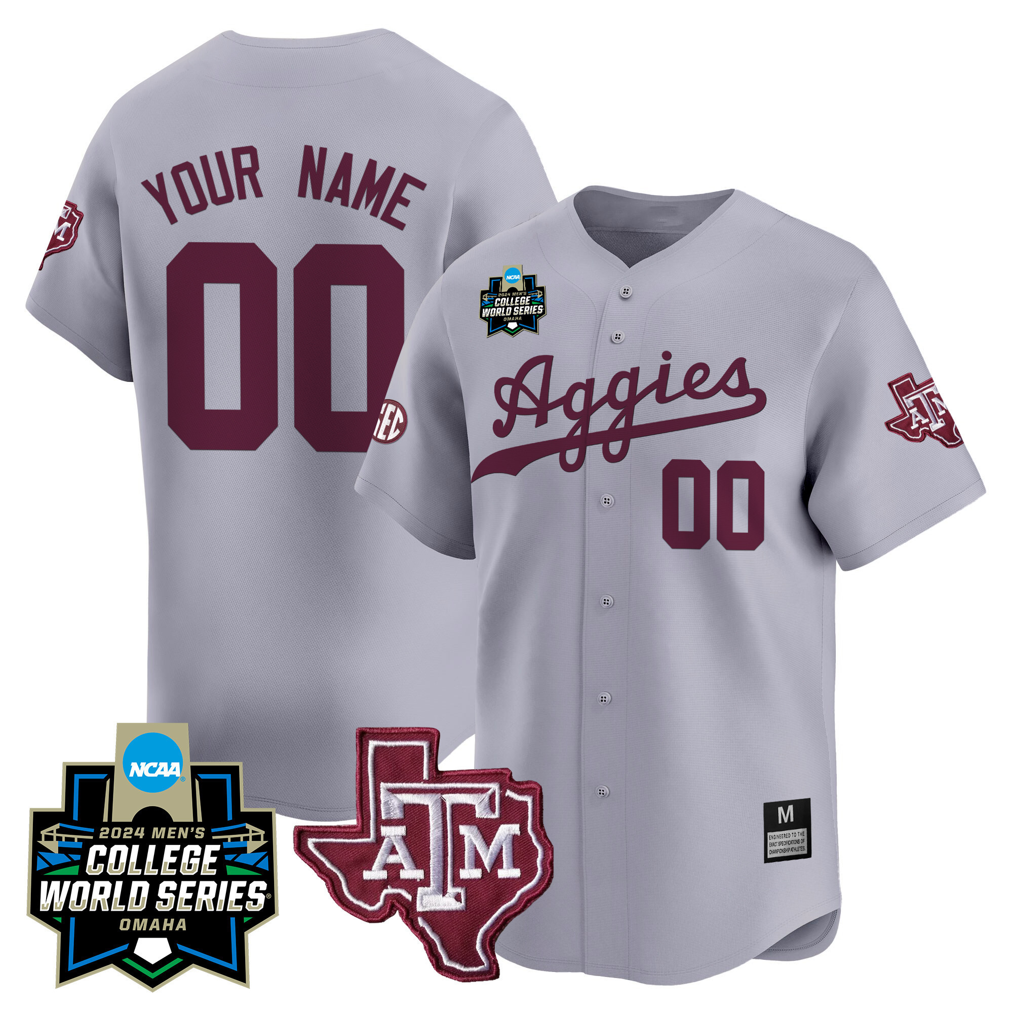 Texas A&ampM Aggies College World Series Vapor Premier Limited Custom Jersey - All Stitched #2 PJNOLGXV