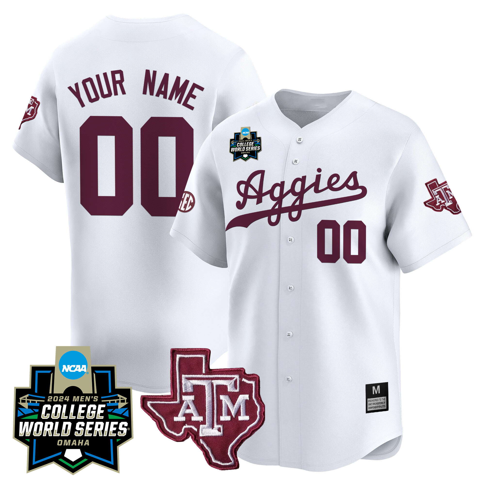 Texas A&ampM Aggies College World Series Vapor Premier Limited Custom Jersey - All Stitched #3 SF56NGXV