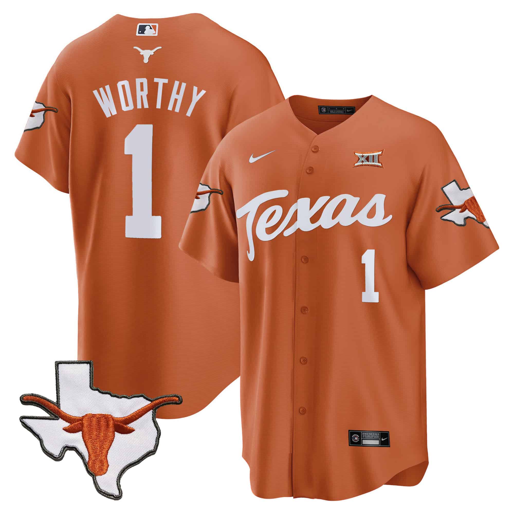 Texas Longhorns Baseball Jersey - All Stitched #12 IME0LGXV
