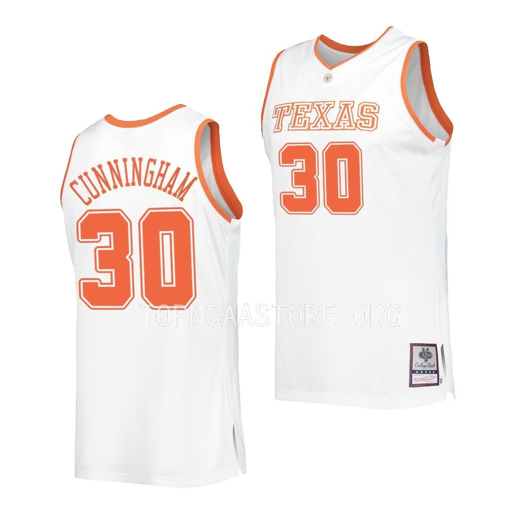 Texas Longhorns Brock Cunningham White #30 Throwback Jersey College LJGF6GXV
