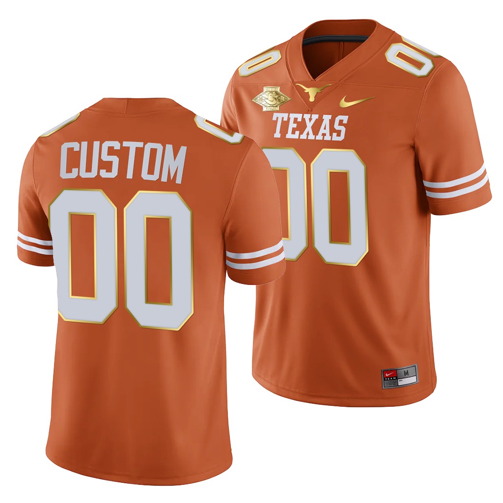 Texas Longhorns Custom 00 Orange Red River Showdown Golden Patch Jersey Men PNPPFGXV