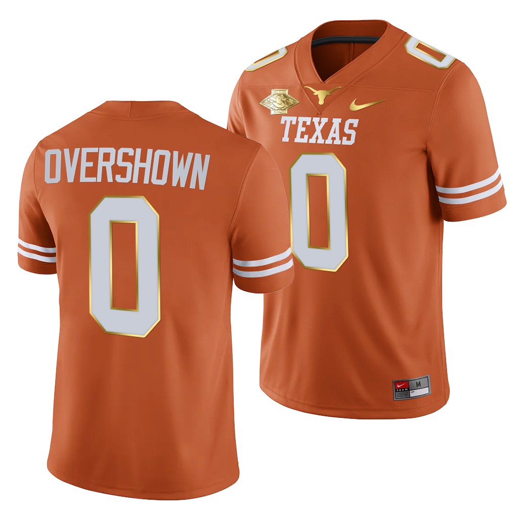 Texas Longhorns DeMarvion Overshown 0 Orange Red River Showdown Golden Patch Jersey Men B3APLGXV