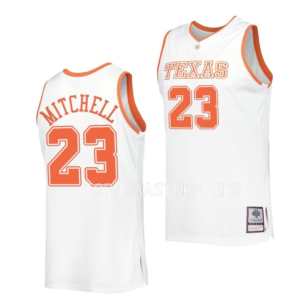 Texas Longhorns Dillon Mitchell White #23 Throwback Jersey College 3INJ8GXV
