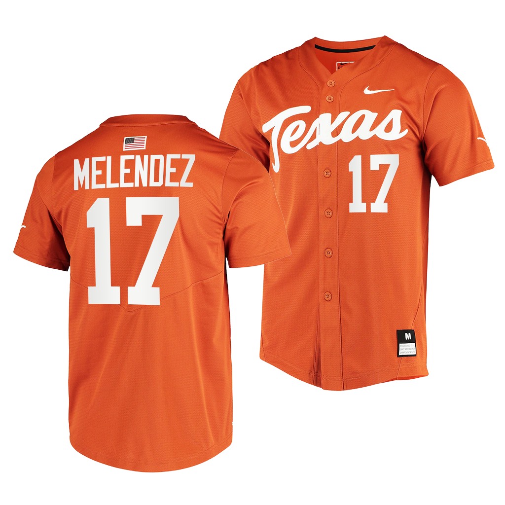 Texas Longhorns Ivan Melendez College Full-Button Orange #17 Jersey VM7UIGXV