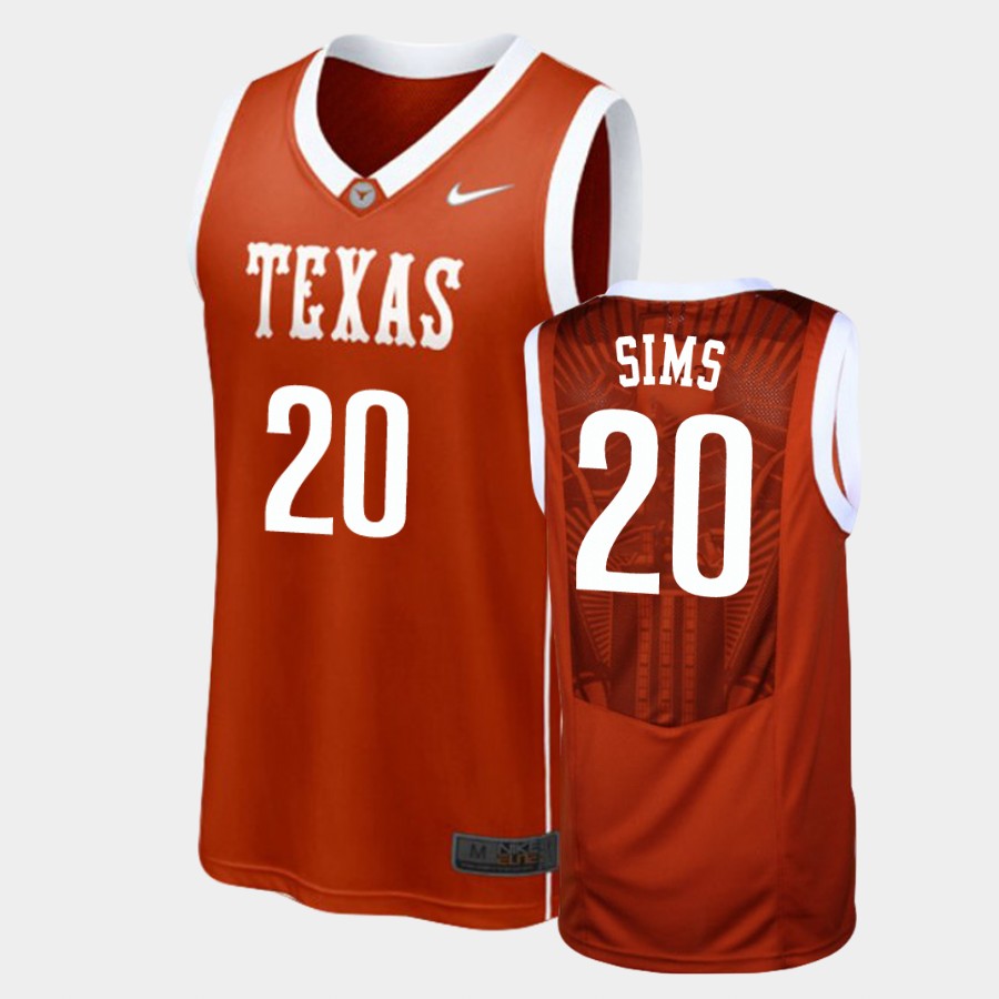 Texas Longhorns Jericho Sims Burnt Orange College Jersey X09STGXV