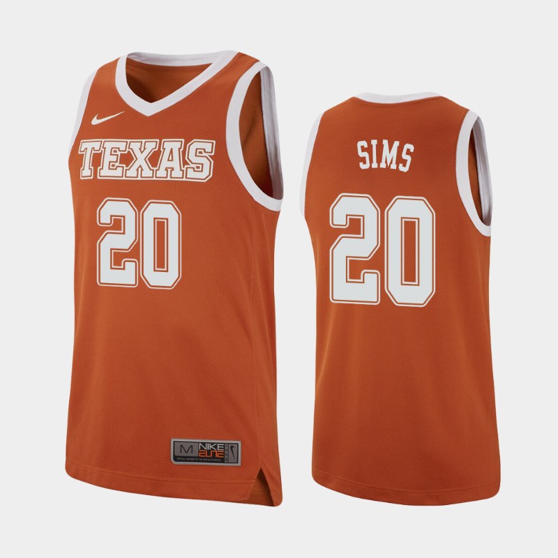 Texas Longhorns Jericho Sims Texas Orange College Jersey D0JWLGXV