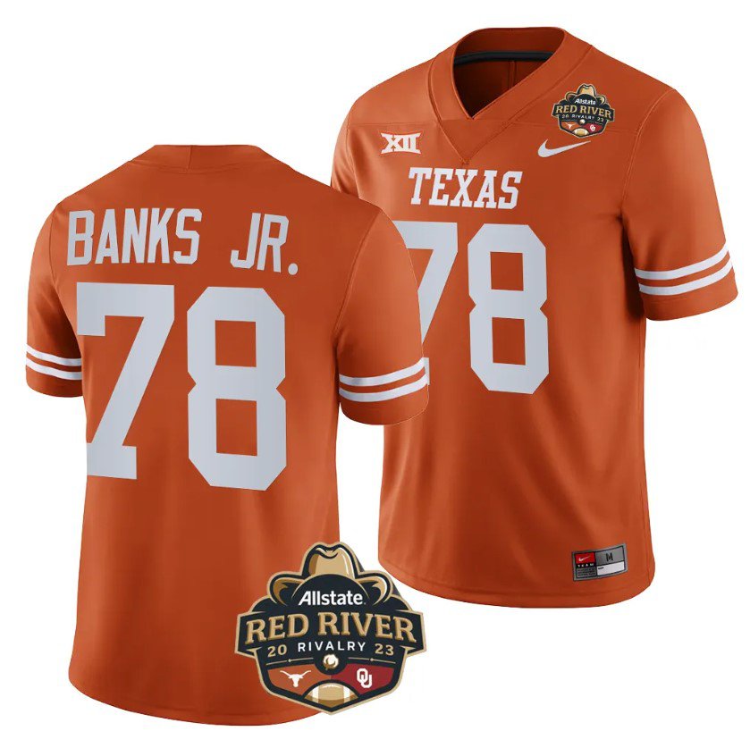 Texas Longhorns Kelvin Banks Jr. Jersey #78 Allstate Red River Rivalry Orange Football N5Z7GGXV
