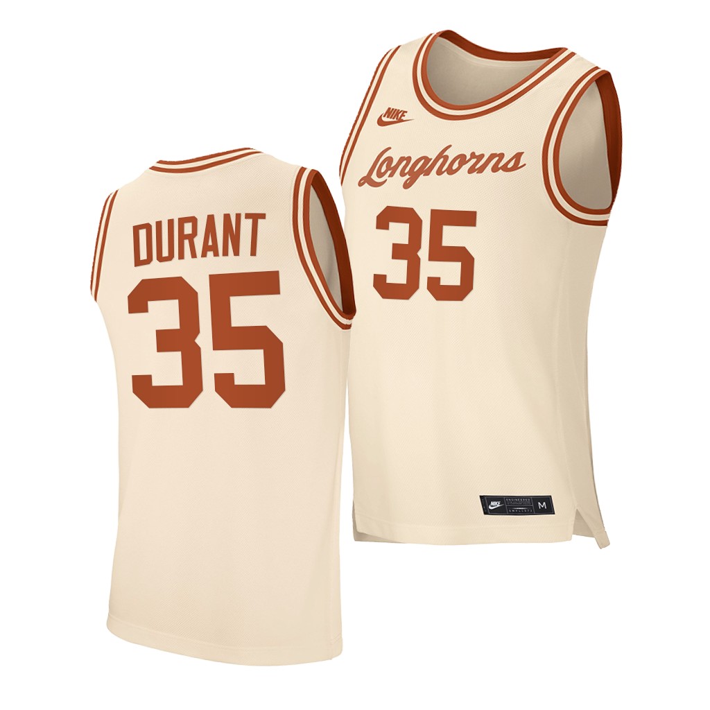 Texas Longhorns Kevin Durant Cream Retro Jersey QO17LGXV